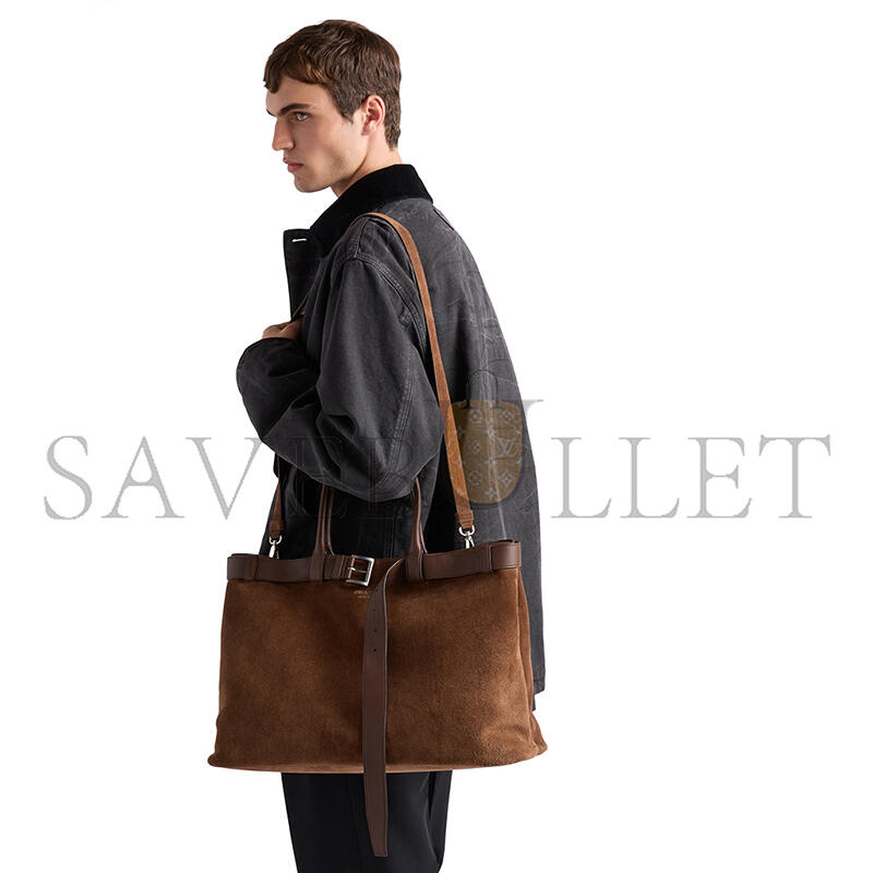 PRADA BUCKLE SUEDE BAG WITH BELT 2VG126 (48*34*18cm)